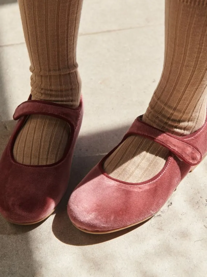 La Coqueta First Walker Shoes | Baby & Toddler Shoes/First Walker Shoes^Dusty Pink Velvet Girl Mary Jane Shoes