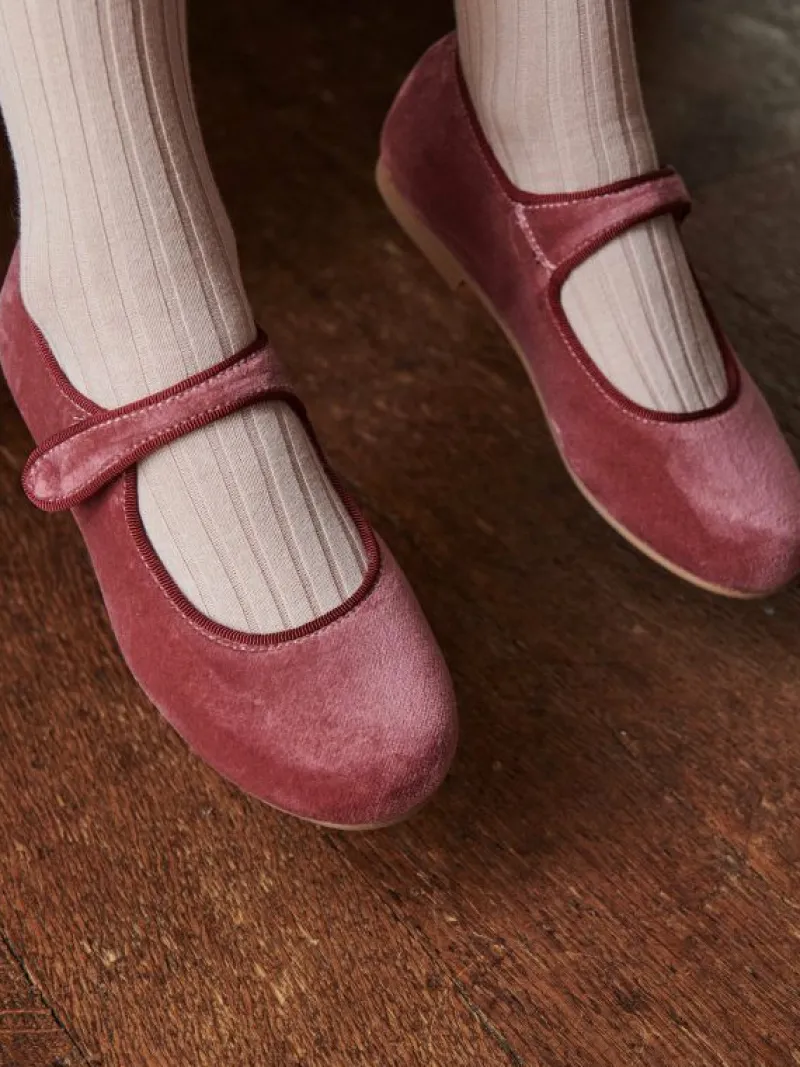 La Coqueta First Walker Shoes | Baby & Toddler Shoes/First Walker Shoes^Dusty Pink Velvet Girl Mary Jane Shoes