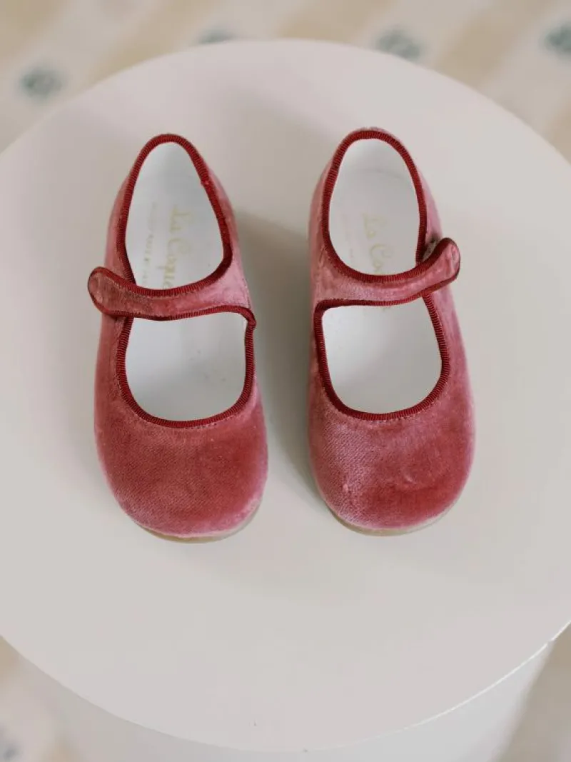 La Coqueta First Walker Shoes | Baby & Toddler Shoes/First Walker Shoes^Dusty Pink Velvet Girl Mary Jane Shoes