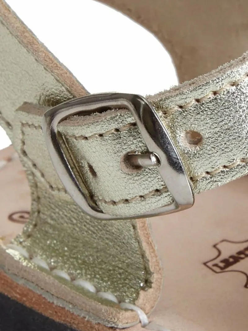 La Coqueta Boys Shoes/Boys Shoes | First Walker Shoes^Gold Avarca Leather Kids Sandals