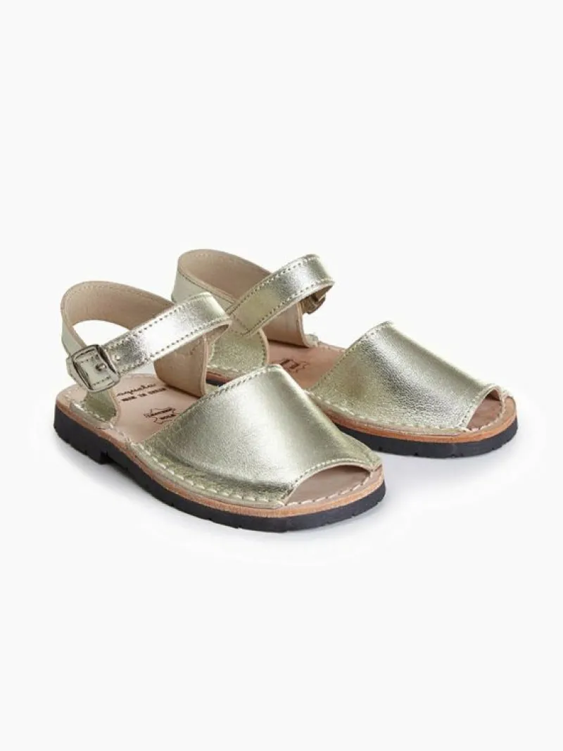 La Coqueta Boys Shoes/Boys Shoes | First Walker Shoes^Gold Avarca Leather Kids Sandals