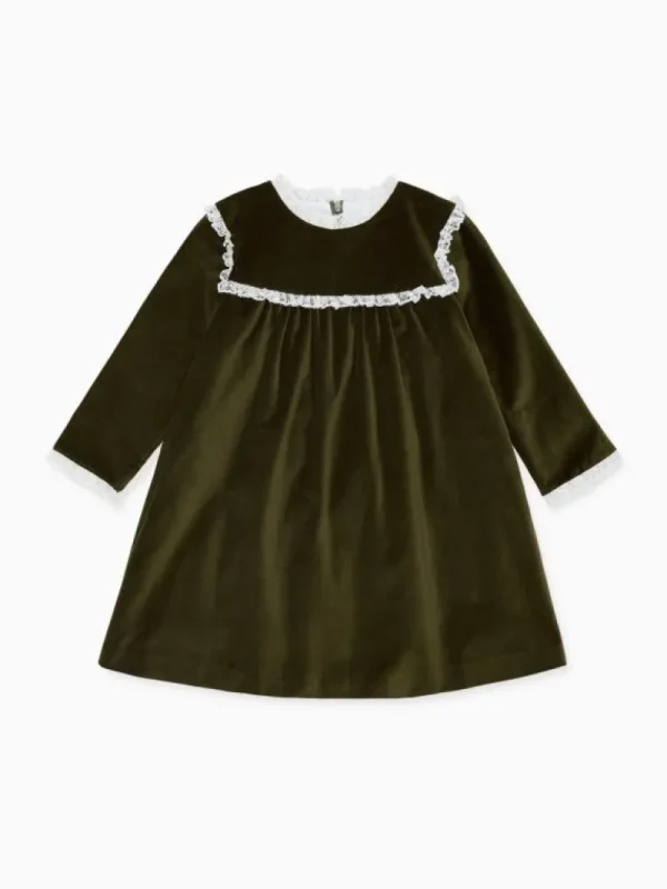 La Coqueta Dresses^Green Carolina Girl Velvet Empire Dress