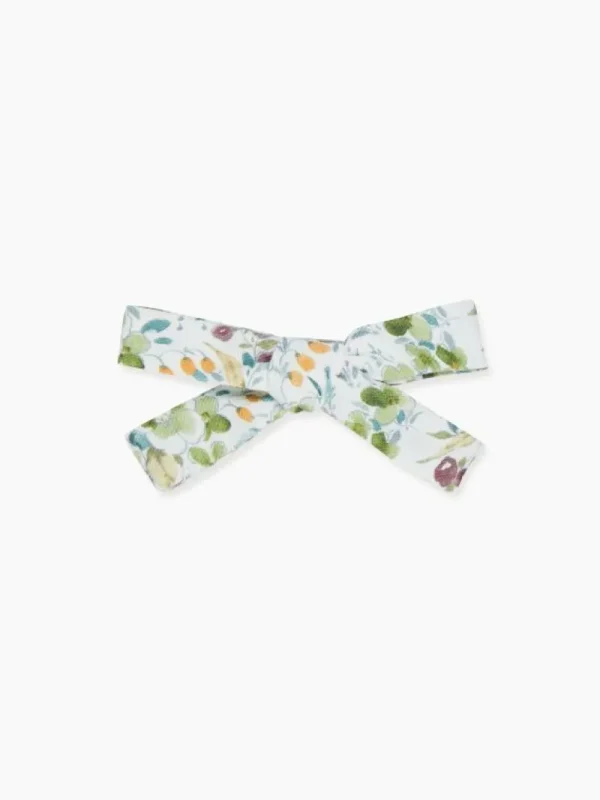 La Coqueta View All | Hair Accessories^Green Floral Soft Ribbon Bow Girl Clip