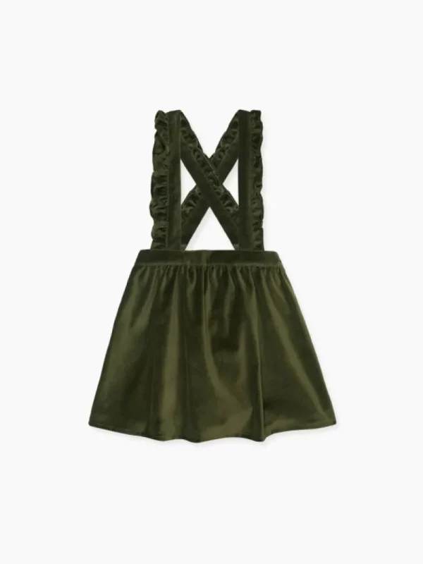 La Coqueta Skirts, Shorts & Culottes^Green Reina Girl Velvet Skirt
