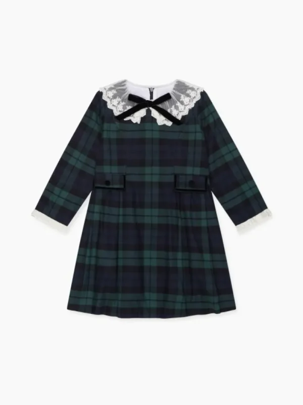 La Coqueta Dresses^Green Tartan Diana Girl Dress