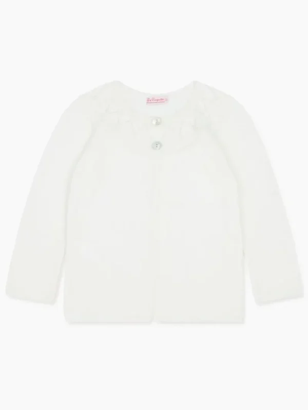 La Coqueta Jumpers & Cardigans^Ivory Baena Cotton Girl Cardigan