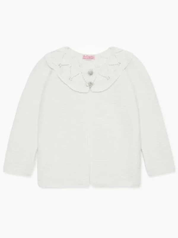 La Coqueta Jumpers & Cardigans^Ivory Baena Merino Girl Cardigan