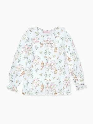 La Coqueta View All | Shirts & Tops^Ivory Blossom Lorna Long Sleeve Baby Girl Shirt