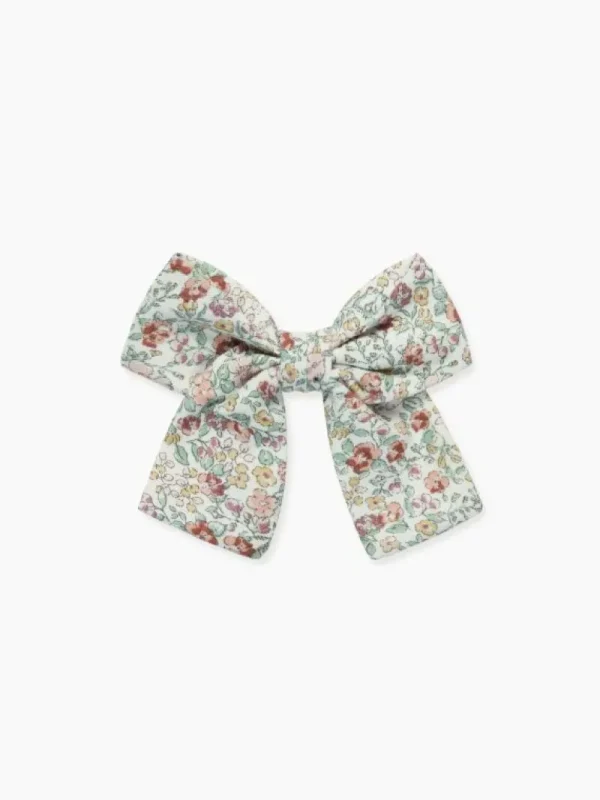 La Coqueta View All | Hair Accessories^Ivory Floral Girl Large Bow Clip