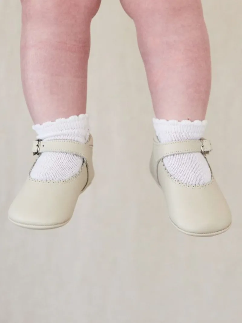 La Coqueta Pre Walker Shoes | Baby & Toddler Shoes/Pre Walker Shoes^Ivory Leather Baby Mary Jane Shoes