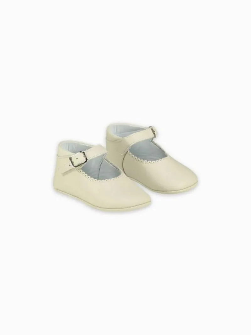 La Coqueta Pre Walker Shoes | Baby & Toddler Shoes/Pre Walker Shoes^Ivory Leather Baby Mary Jane Shoes