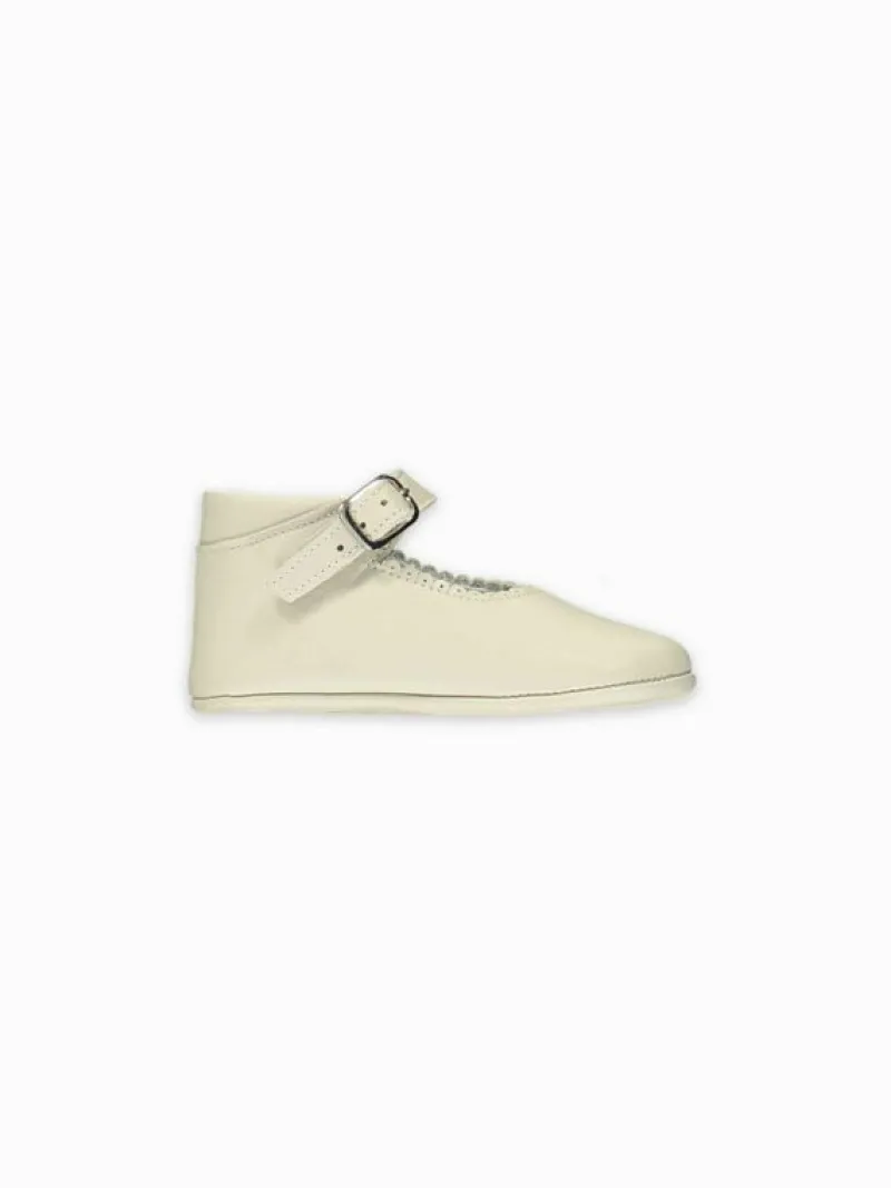La Coqueta Pre Walker Shoes | Baby & Toddler Shoes/Pre Walker Shoes^Ivory Leather Baby Mary Jane Shoes