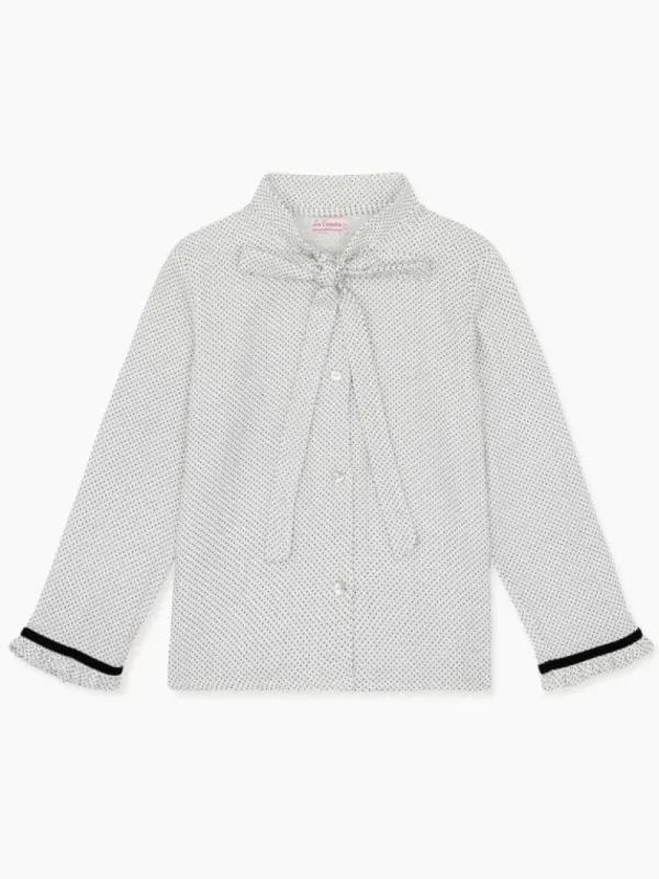 La Coqueta Shirts & Tops^Ivory Polka Dot Estela Long Sleeve Girl Shirt