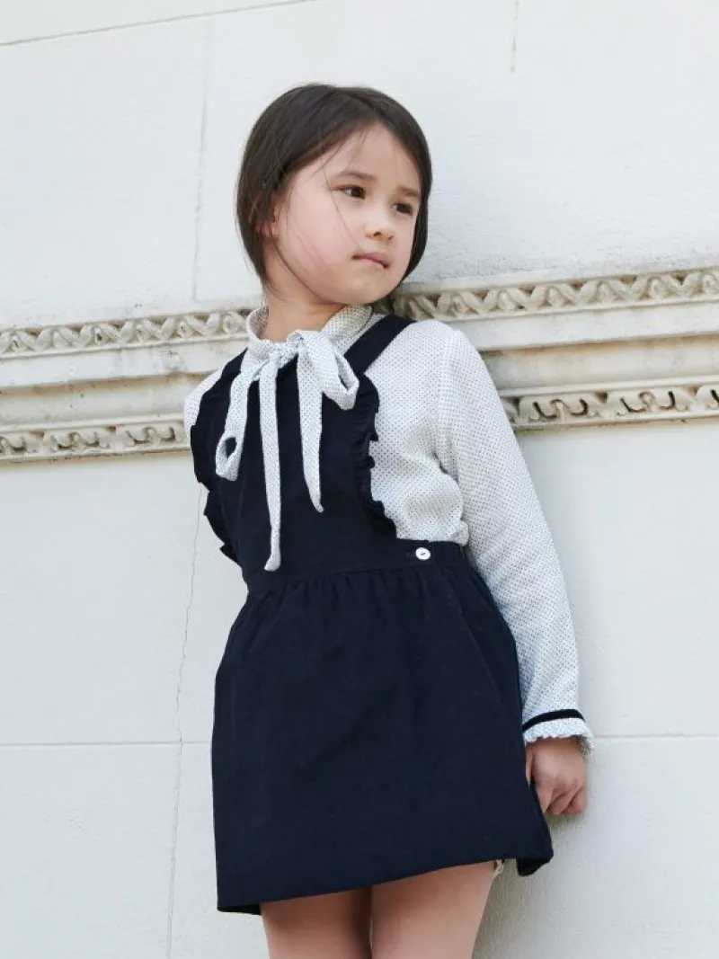 La Coqueta Shirts & Tops^Ivory Polka Dot Estela Long Sleeve Girl Shirt