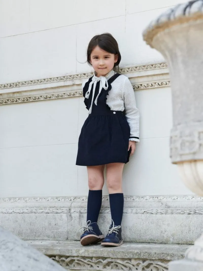 La Coqueta Shirts & Tops^Ivory Polka Dot Estela Long Sleeve Girl Shirt