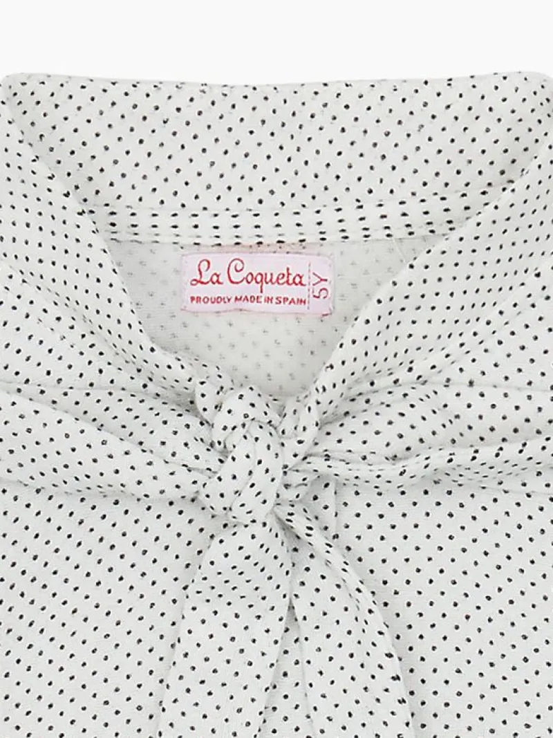 La Coqueta Shirts & Tops^Ivory Polka Dot Estela Long Sleeve Girl Shirt