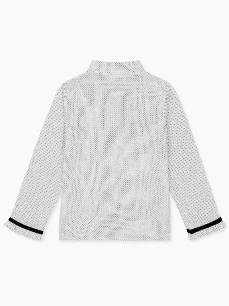 La Coqueta Shirts & Tops^Ivory Polka Dot Estela Long Sleeve Girl Shirt