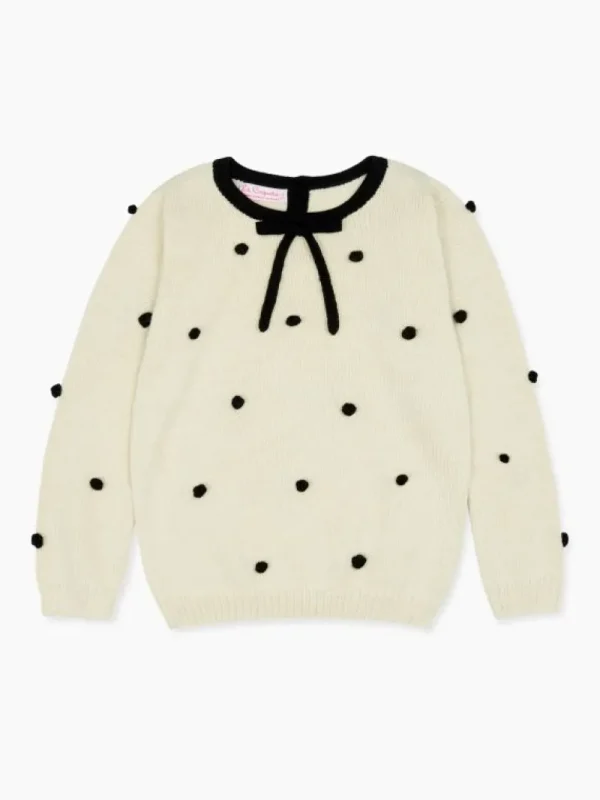 La Coqueta Jumpers & Cardigans^Ivory Polka Dot Rocio Alpaca Girl Sweater