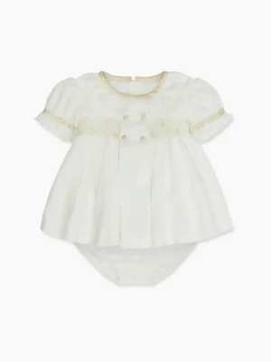 La Coqueta View All | Dresses & Sets^Ivory Santina Smock Ceremony Baby Girl Set