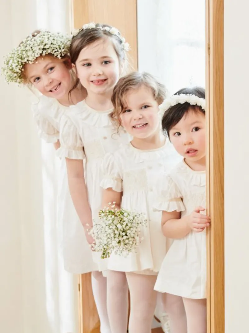 La Coqueta View All | Dresses & Sets^Ivory Santina Smock Ceremony Baby Girl Set