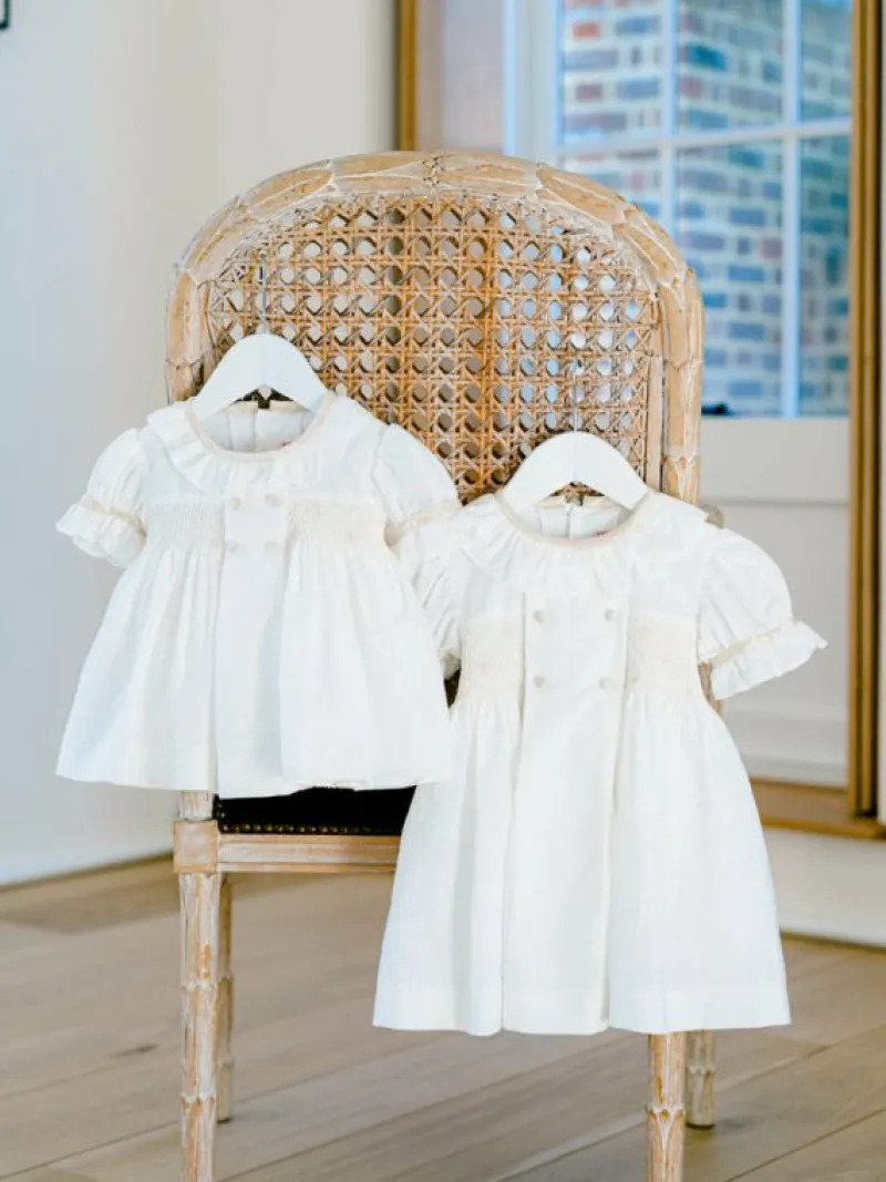 La Coqueta View All | Dresses & Sets^Ivory Santina Smock Ceremony Baby Girl Set