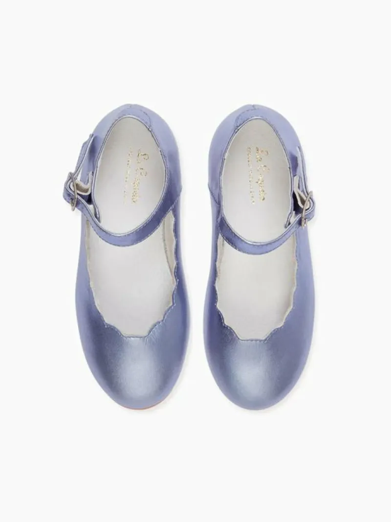 La Coqueta First Walker Shoes | Baby & Toddler Shoes/First Walker Shoes^Metallic Lilac Leather Girl Scallop Mary Jane Shoes