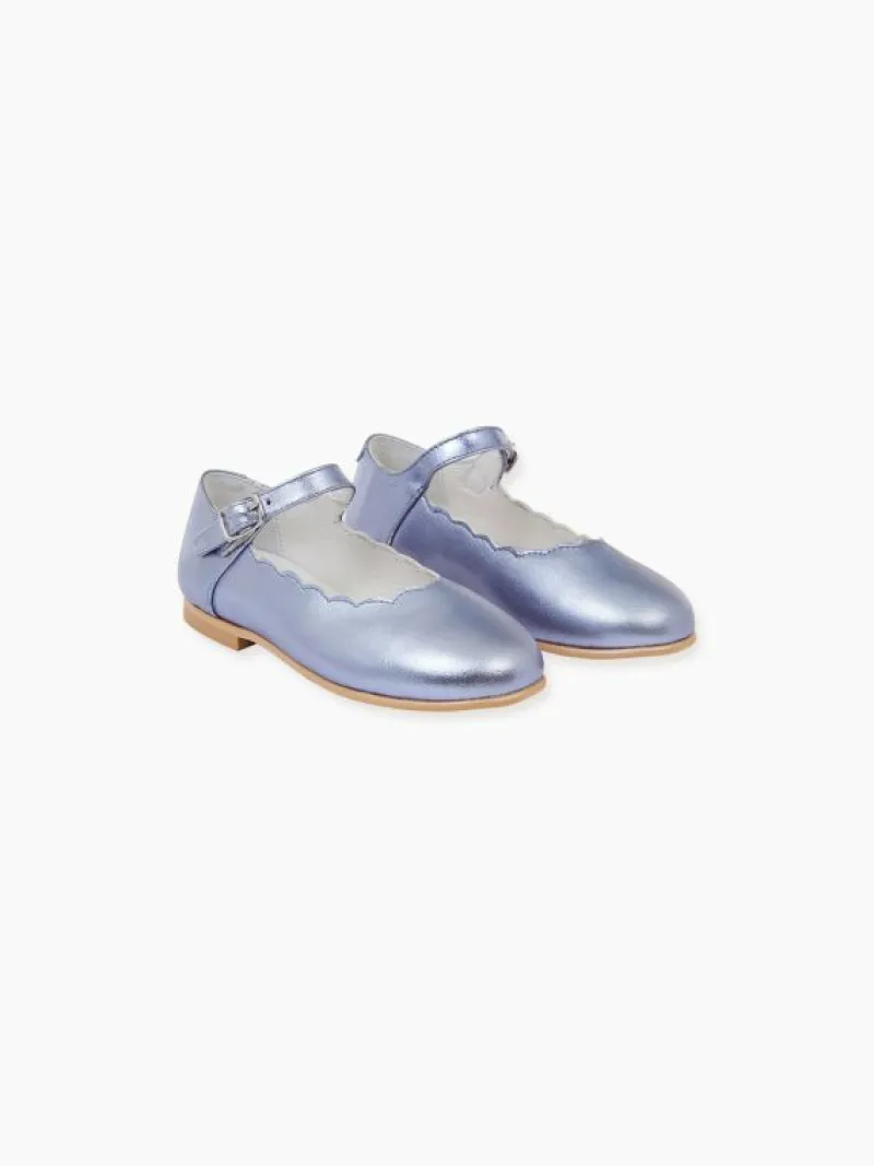 La Coqueta First Walker Shoes | Baby & Toddler Shoes/First Walker Shoes^Metallic Lilac Leather Girl Scallop Mary Jane Shoes