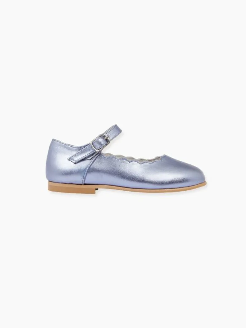 La Coqueta First Walker Shoes | Baby & Toddler Shoes/First Walker Shoes^Metallic Lilac Leather Girl Scallop Mary Jane Shoes