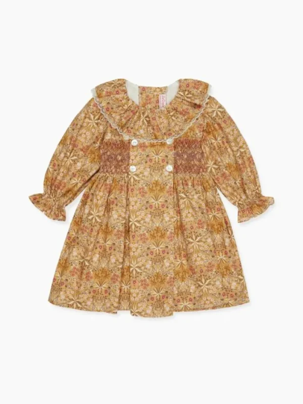 La Coqueta Dresses^Mustard Floral Roda Girl Smock Dress