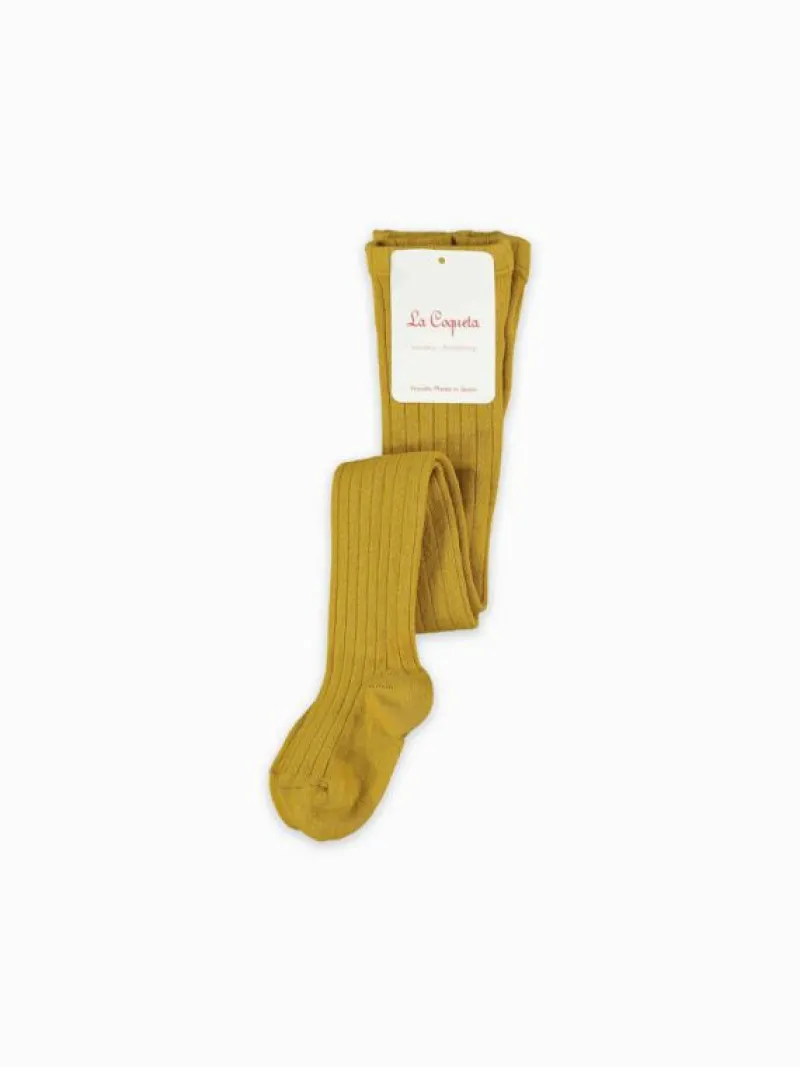 La Coqueta Socks & Tights | Socks & Tights^Mustard Ribbed Kids Tights