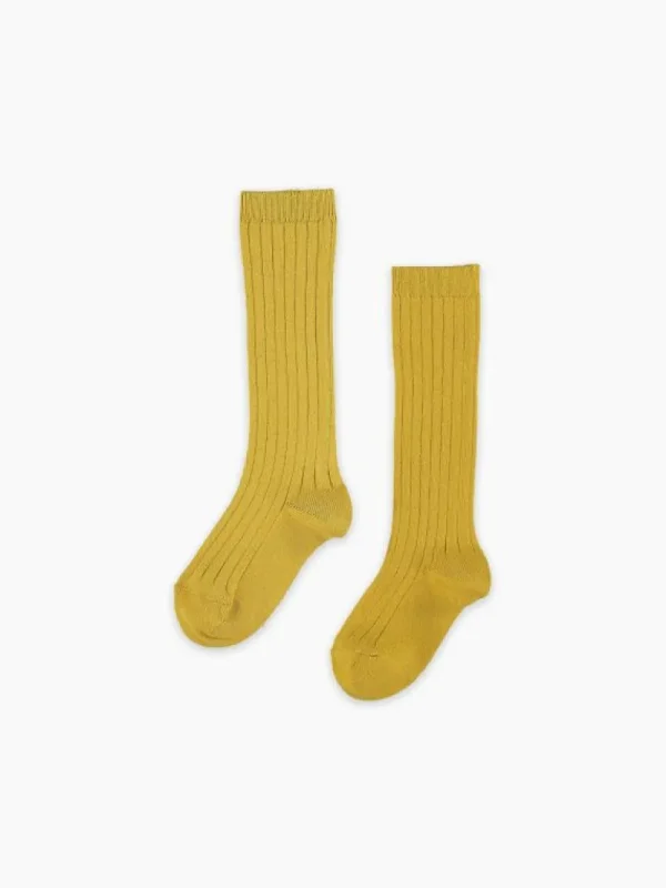 La Coqueta Socks & Tights | Socks & Tights^Mustard Ribbed Knee High Kids Socks