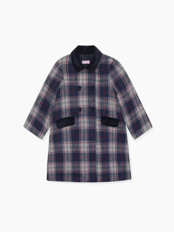 La Coqueta Coats & Jackets^Navy Check Arrieta Girl Coat