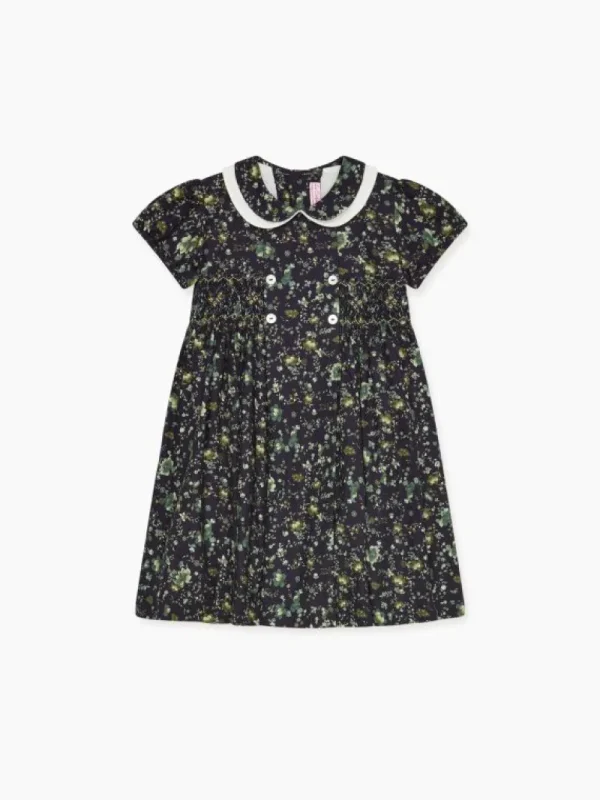 La Coqueta Dresses^Navy Floral Arcadia Girl Hand-Smocked Dress