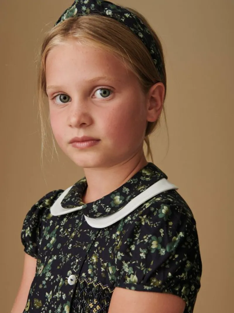 La Coqueta Dresses^Navy Floral Arcadia Girl Hand-Smocked Dress