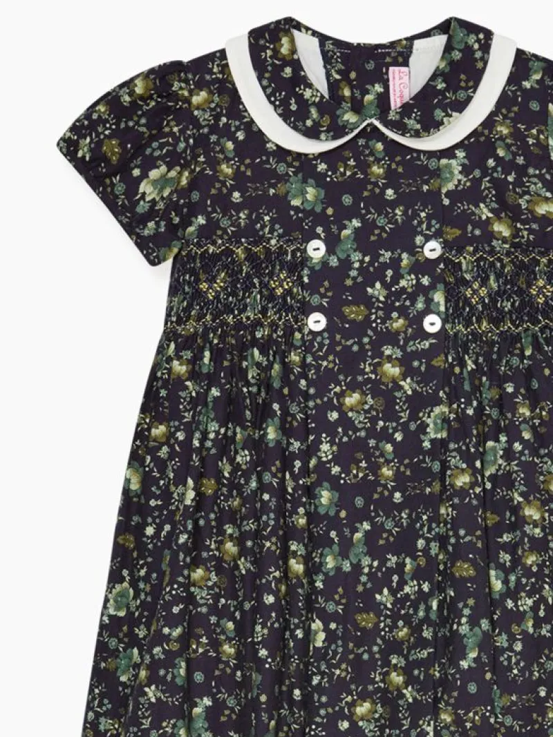 La Coqueta Dresses^Navy Floral Arcadia Girl Hand-Smocked Dress
