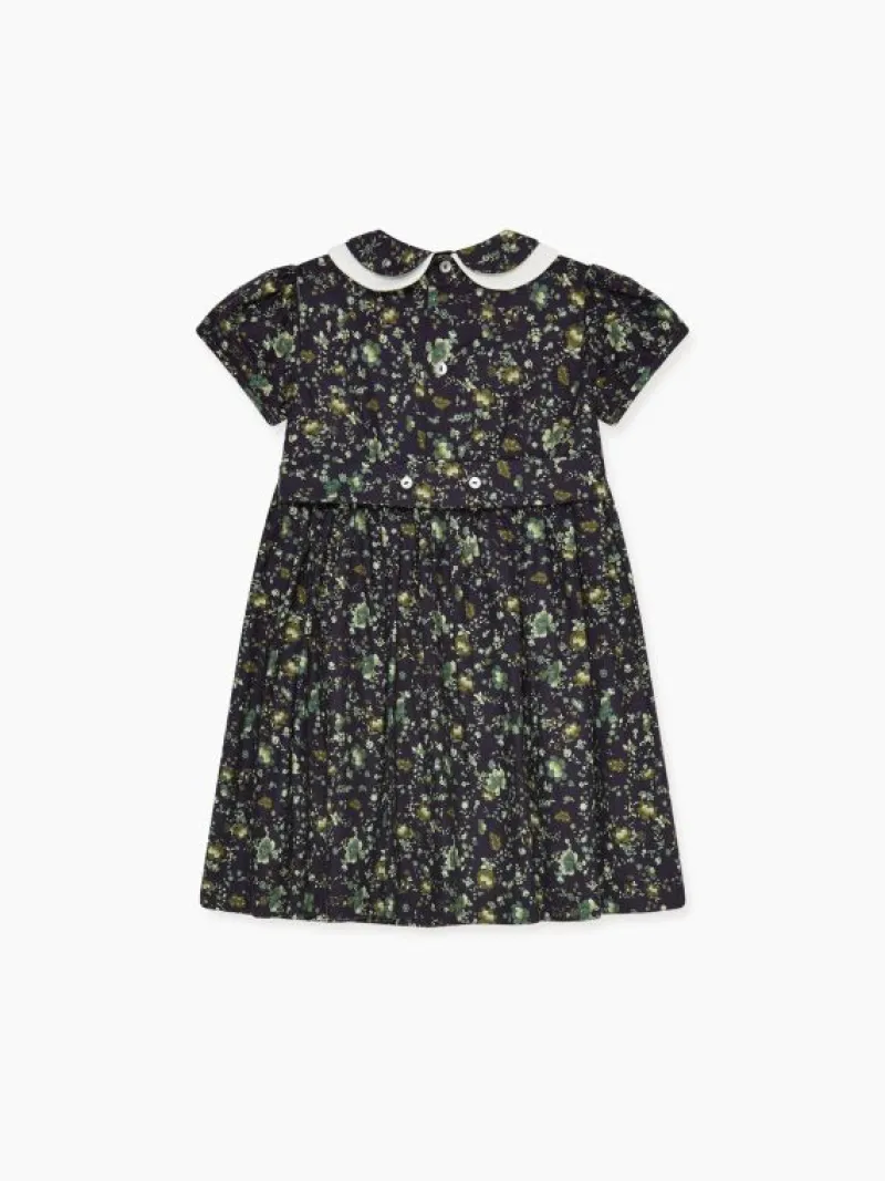 La Coqueta Dresses^Navy Floral Arcadia Girl Hand-Smocked Dress