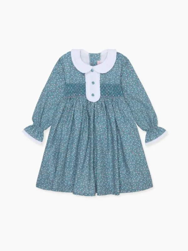 La Coqueta Dresses^Navy Floral Eugenia Girl Hand-Smocked Dress