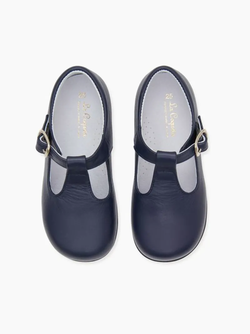 La Coqueta Boys Shoes/Boys Shoes | First Walker Shoes^Navy Leather Toddler T-Bar Shoes