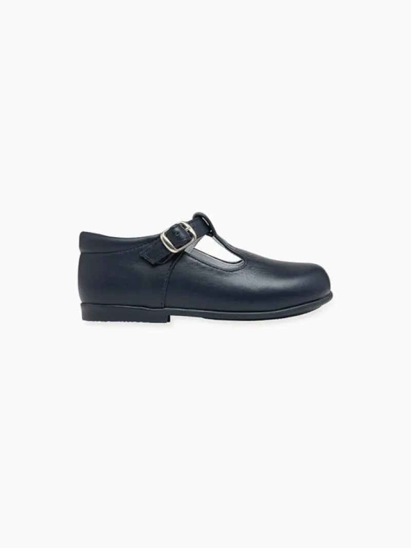 La Coqueta Boys Shoes/Boys Shoes | First Walker Shoes^Navy Leather Toddler T-Bar Shoes