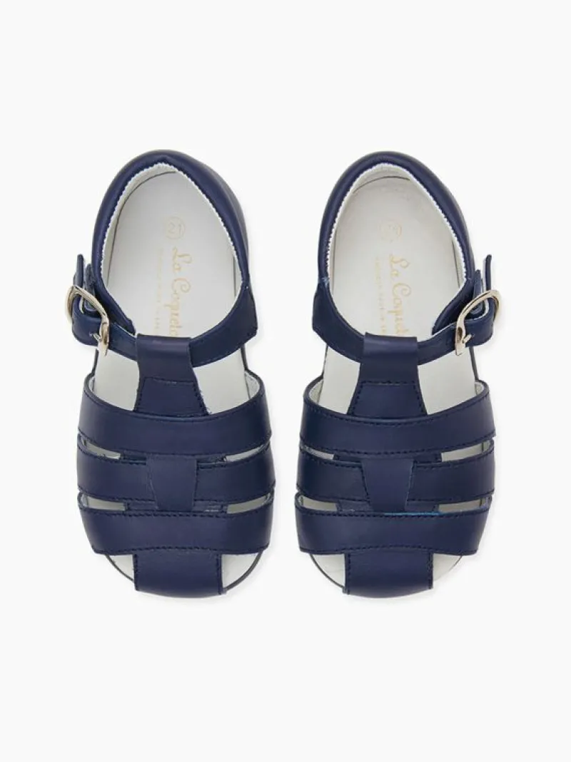 La Coqueta Boys Shoes/Boys Shoes | First Walker Shoes^Navy Leather Toddler Toledo Sandals