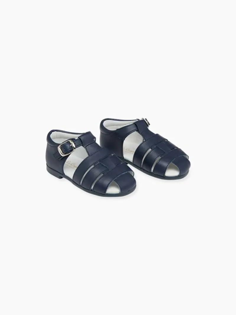La Coqueta Boys Shoes/Boys Shoes | First Walker Shoes^Navy Leather Toddler Toledo Sandals