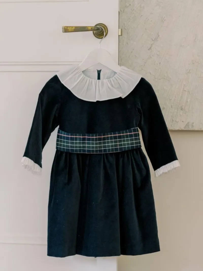 La Coqueta Dresses^Navy Nola Velvet Girl Dress