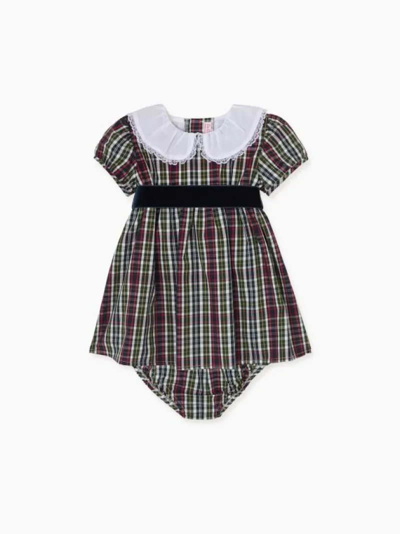 La Coqueta View All | Dresses & Sets^Navy Tartan Alicia Baby Girl Set