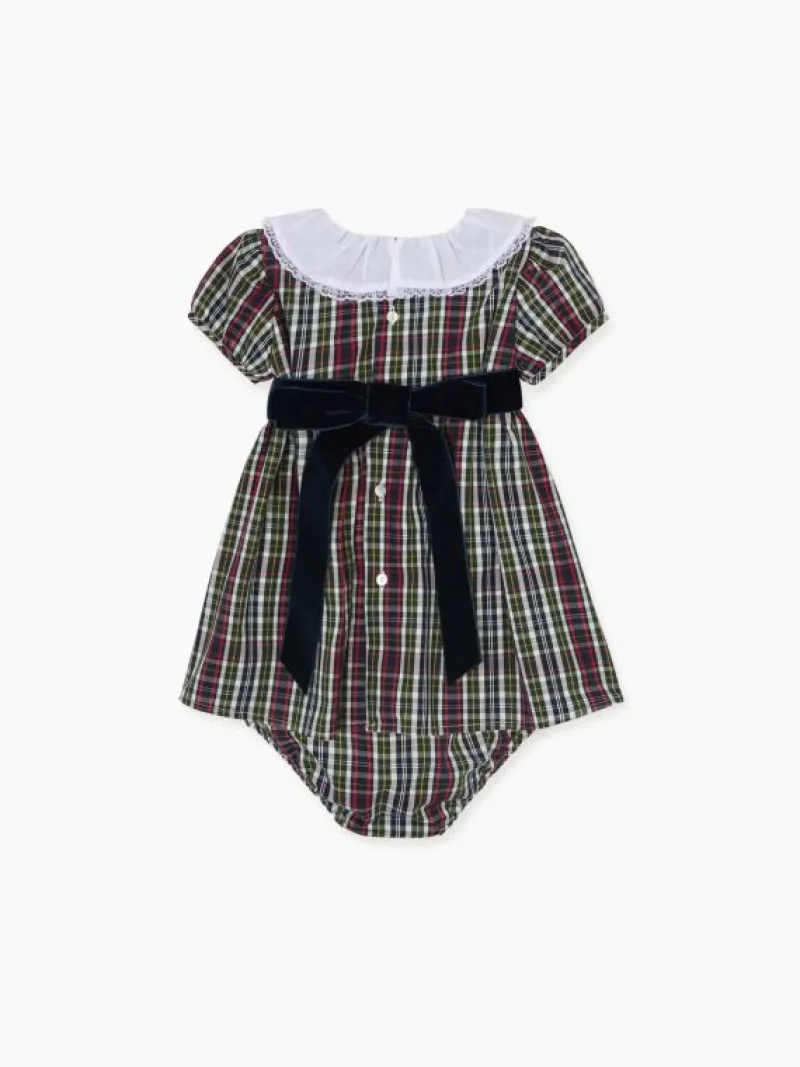 La Coqueta View All | Dresses & Sets^Navy Tartan Alicia Baby Girl Set