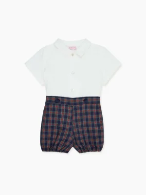 La Coqueta View All | Dresses & Sets^Navy Tartan Volo Baby Boy Set