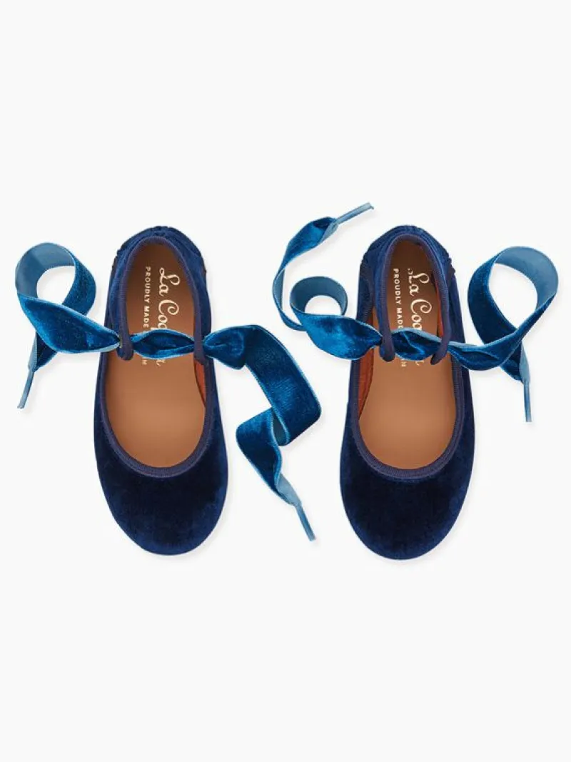 La Coqueta Girls School Shoes | Girls Shoes/Girls School Shoes^Navy Velvet Girl Bow Ballerina Shoes