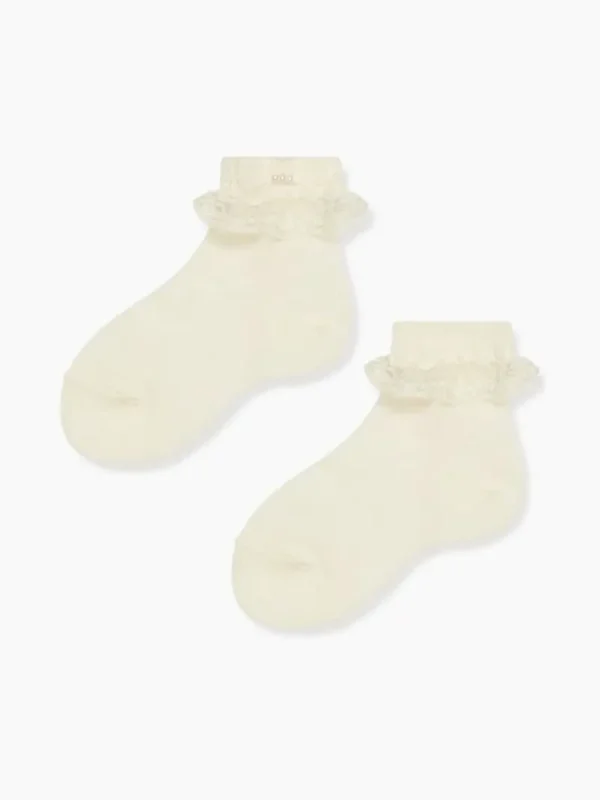La Coqueta View All | Socks & Tights^Off White Lace Short Girl Socks