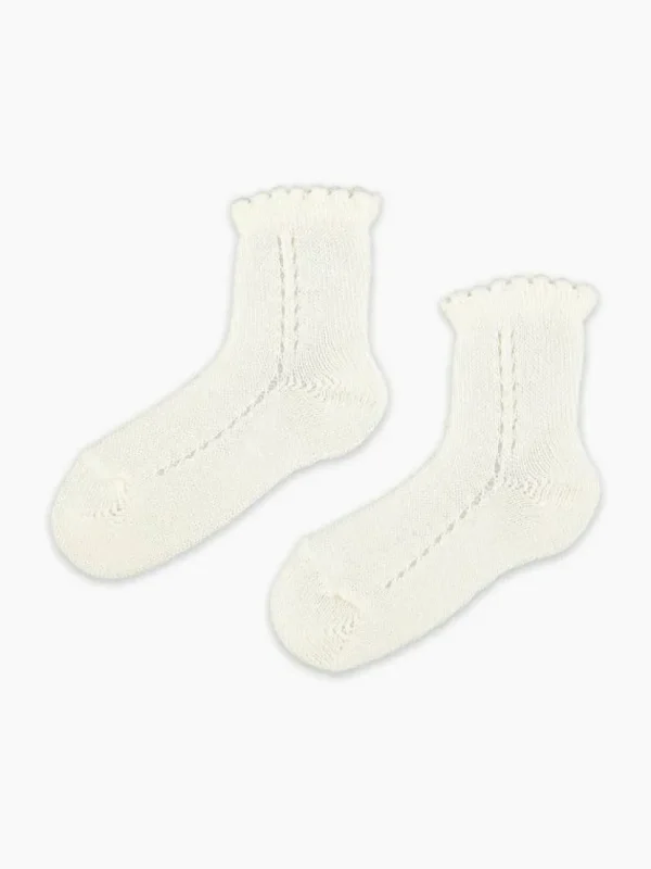 La Coqueta View All | Socks & Tights^Off White Openwork Short Girl Socks