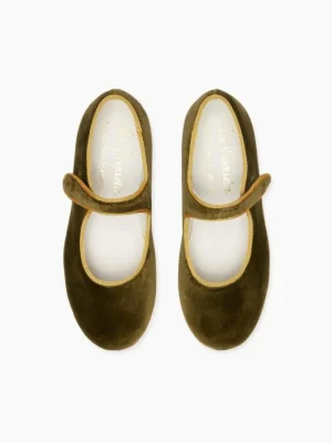 La Coqueta First Walker Shoes | Baby & Toddler Shoes/First Walker Shoes^Olive Velvet Girl Mary Jane Shoes