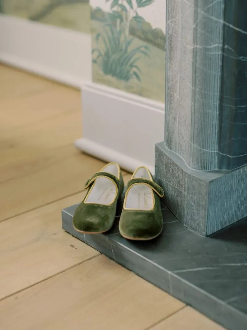 La Coqueta First Walker Shoes | Baby & Toddler Shoes/First Walker Shoes^Olive Velvet Girl Mary Jane Shoes